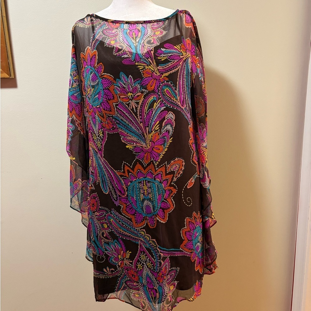 Trina Turk silk tunic dress with slip sz 10 M